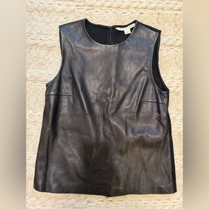 Diane Von Furstenberg sleeveless lamb leather top Sz 4